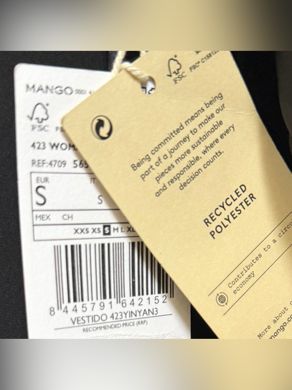 NWT- Mango! Womens Black and white wrap dress, slimming and timeless size small - Picture 11 of 13